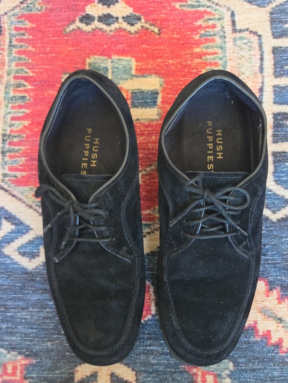 Hush Puppies Womens Black Suede Lace-Up Shoes